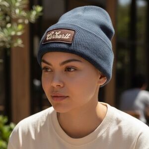 Carhartt Gray Knit Beanie Logo Patch One Size NWT